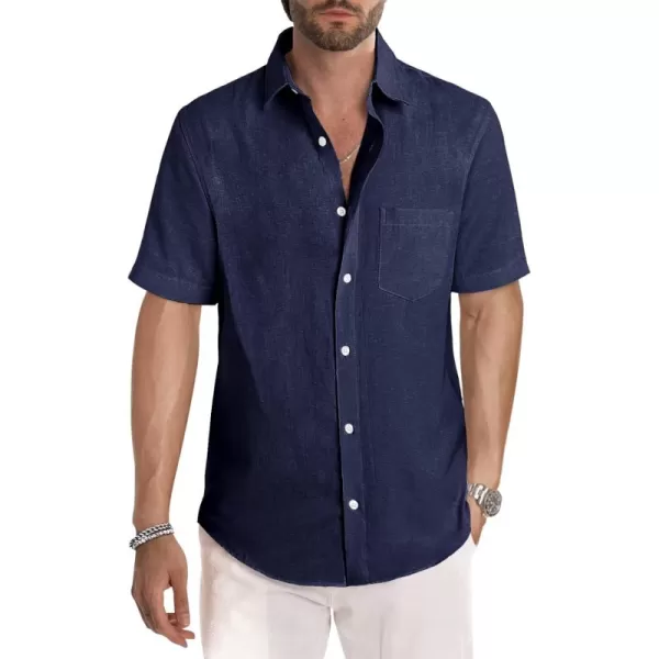JMIERR Men's Casual Stylish Short Sleeve Button-Up Striped Dress Shirts Cotton Beach Shirt