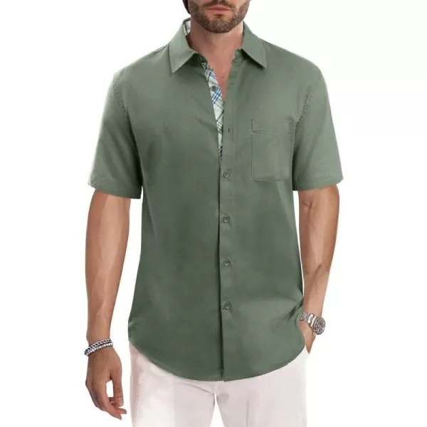 JMIERR Men's Casual Stylish Short Sleeve Button-Up Striped Dress Shirts Cotton Beach Shirt