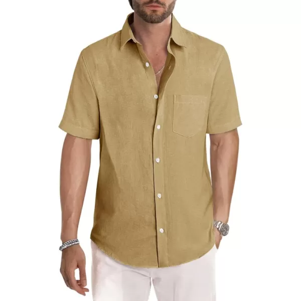 JMIERR Men's Casual Stylish Short Sleeve Button-Up Striped Dress Shirts Cotton Beach Shirt