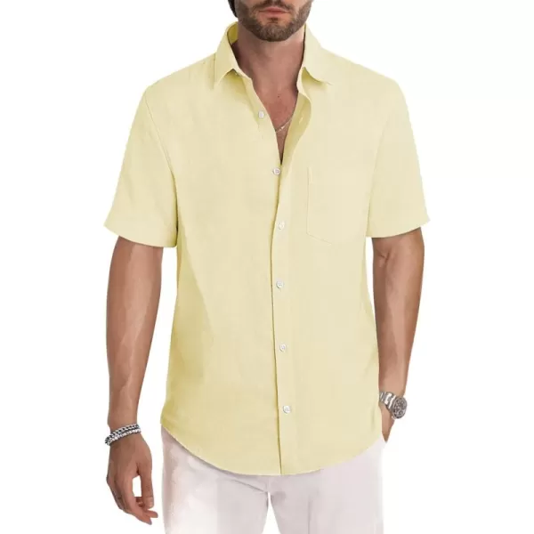 JMIERR Men's Casual Stylish Short Sleeve Button-Up Striped Dress Shirts Cotton Beach Shirt