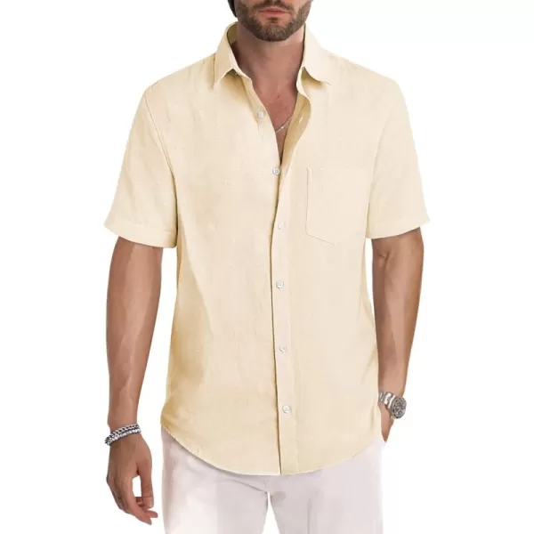 JMIERR Men's Casual Stylish Short Sleeve Button-Up Striped Dress Shirts Cotton Beach Shirt