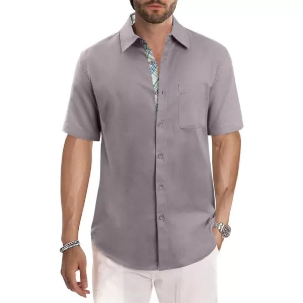 JMIERR Men's Casual Stylish Short Sleeve Button-Up Striped Dress Shirts Cotton Beach Shirt
