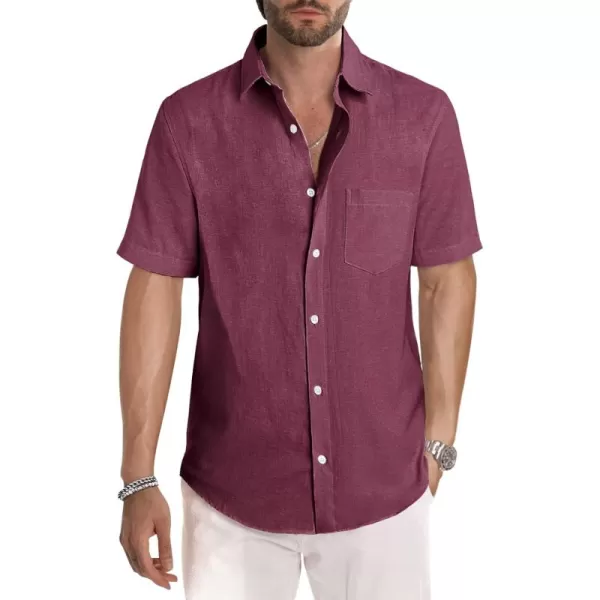 JMIERR Men's Casual Stylish Short Sleeve Button-Up Striped Dress Shirts Cotton Beach Shirt