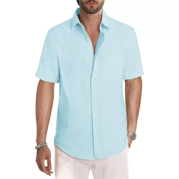 JMIERR Men's Casual Stylish Short Sleeve Button-Up Striped Dress Shirts Cotton Beach Shirt
