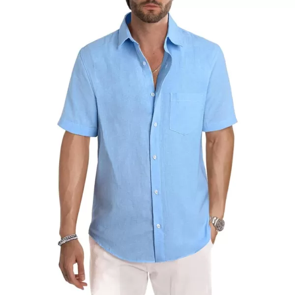 JMIERR Men's Casual Stylish Short Sleeve Button-Up Striped Dress Shirts Cotton Beach Shirt