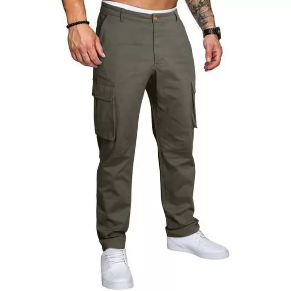 JMIERR Mens Casual Twill Cargo Pants Cotton Chino Fall Pants for Men Tapered Stretch Pants Hiking Pants with 6 Pockets