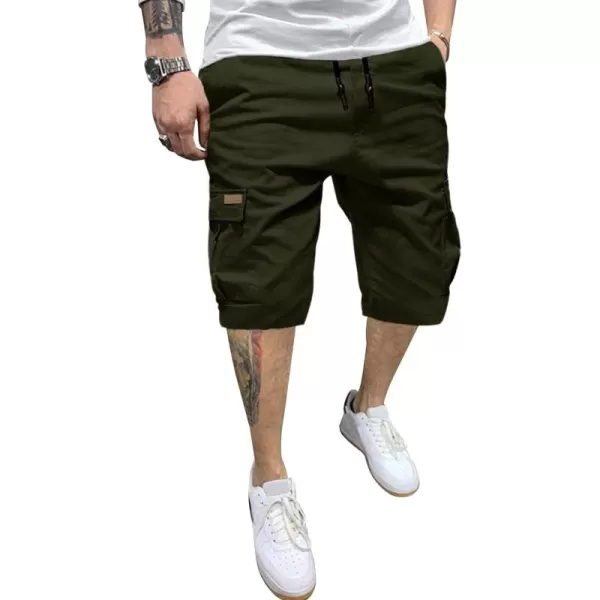 JMIERR Mens Casual Twill Cargo Shorts Cotton Drawstring Classic Cargo Stretch Short with 6 Pockets