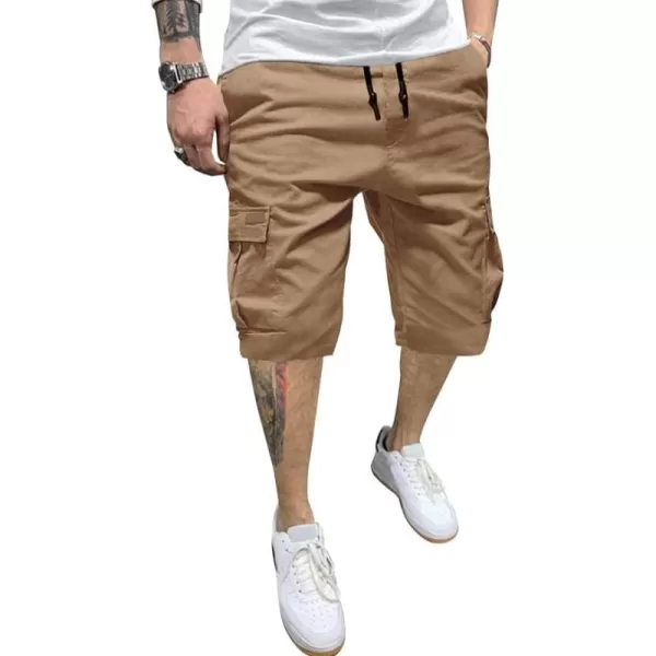 JMIERR Mens Casual Twill Cargo Shorts Cotton Drawstring Classic Cargo Stretch Short with 6 Pockets