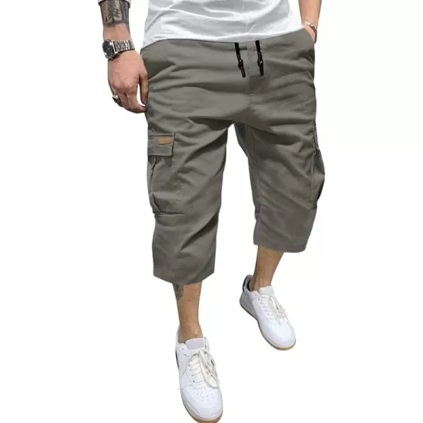 JMIERR Mens Casual Twill Cargo Shorts Cotton Drawstring Classic Cargo Stretch Short with 6 Pockets