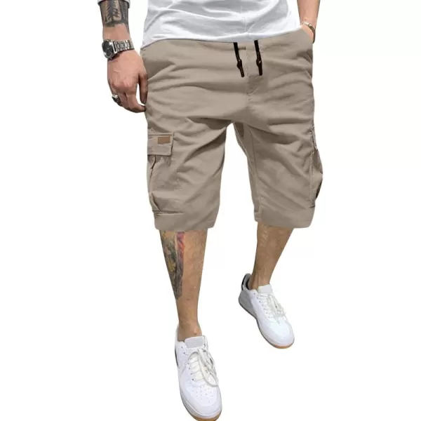 JMIERR Mens Casual Twill Cargo Shorts Cotton Drawstring Classic Cargo Stretch Short with 6 Pockets