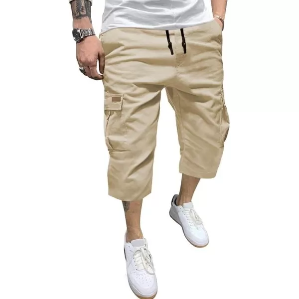 JMIERR Mens Casual Twill Cargo Shorts Cotton Drawstring Classic Cargo Stretch Short with 6 Pockets