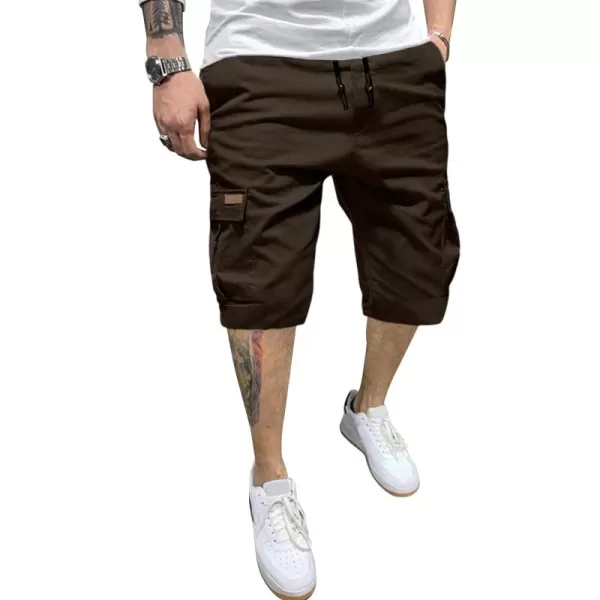 JMIERR Mens Casual Twill Cargo Shorts Cotton Drawstring Classic Cargo Stretch Short with 6 Pockets