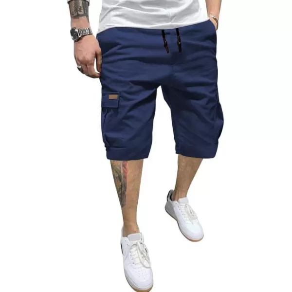 JMIERR Mens Casual Twill Cargo Shorts Cotton Drawstring Classic Cargo Stretch Short with 6 Pockets