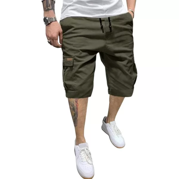 JMIERR Mens Casual Twill Cargo Shorts Cotton Drawstring Classic Cargo Stretch Short with 6 Pockets