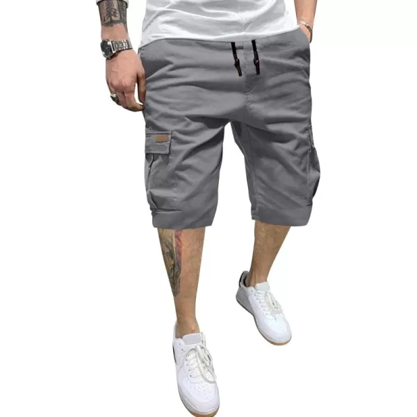 JMIERR Mens Casual Twill Cargo Shorts Cotton Drawstring Classic Cargo Stretch Short with 6 Pockets
