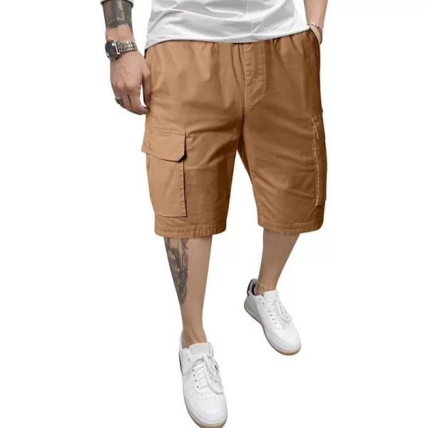 JMIERR Men's Casual Twill Cargo Shorts Cotton Drawstring Stretch Summer Short with Pockets
