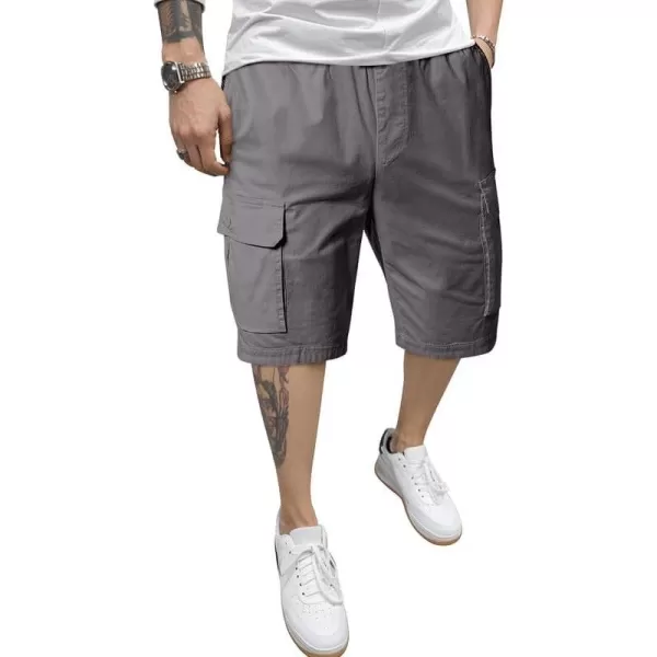 JMIERR Men's Casual Twill Cargo Shorts Cotton Drawstring Stretch Summer Short with Pockets