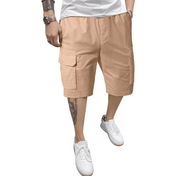 JMIERR Men's Casual Twill Cargo Shorts Cotton Drawstring Stretch Summer Short with Pockets