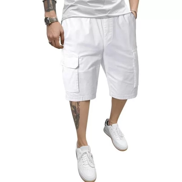 JMIERR Men's Casual Twill Cargo Shorts Cotton Drawstring Stretch Summer Short with Pockets