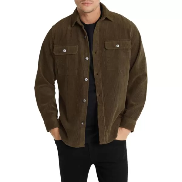 JMIERR Men's Corduroy Jacket Casual Button Down Shirts Long Sleeve Shacket Jackets Slim Fit Jacket with Flap Pockets