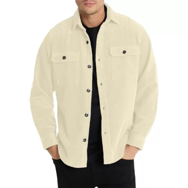 JMIERR Men's Corduroy Jacket Casual Button Down Shirts Long Sleeve Shacket Jackets Slim Fit Jacket with Flap Pockets