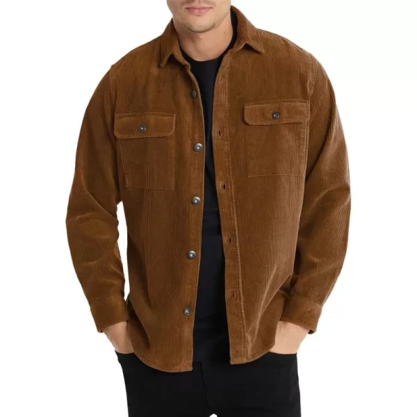 JMIERR Men's Corduroy Jacket Casual Button Down Shirts Long Sleeve Shacket Jackets Slim Fit Jacket with Flap Pockets
