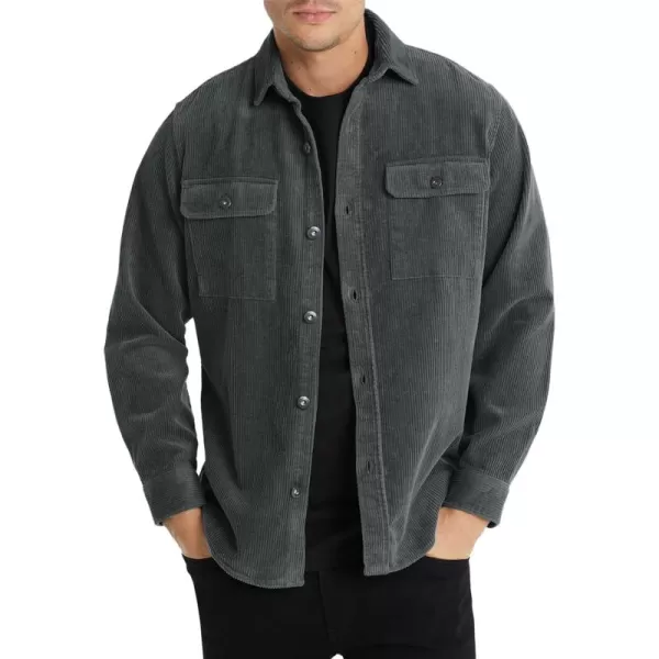 JMIERR Men's Corduroy Jacket Casual Button Down Shirts Long Sleeve Shacket Jackets Slim Fit Jacket with Flap Pockets