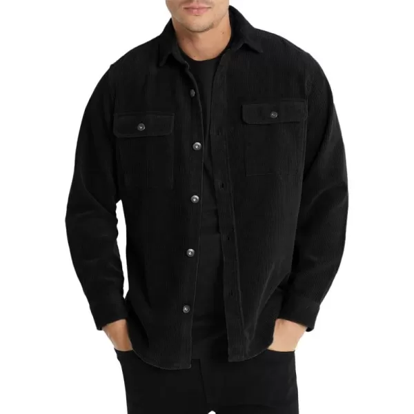 JMIERR Men's Corduroy Jacket Casual Button Down Shirts Long Sleeve Shacket Jackets Slim Fit Jacket with Flap Pockets