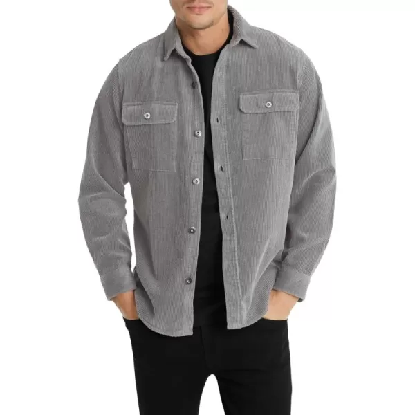 JMIERR Men's Corduroy Jacket Casual Button Down Shirts Long Sleeve Shacket Jackets Slim Fit Jacket with Flap Pockets