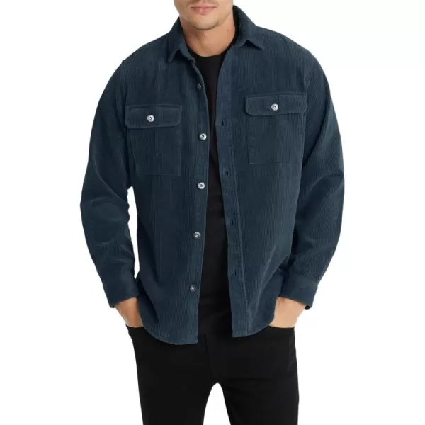 JMIERR Men's Corduroy Jacket Casual Button Down Shirts Long Sleeve Shacket Jackets Slim Fit Jacket with Flap Pockets