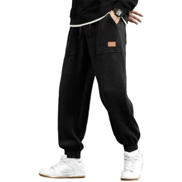 JMIERR Mens Corduroy Joggers Pants Casual Cargo Pants Drawstring Elastic Waist Baggy Tapered Sweatpants with Pockets