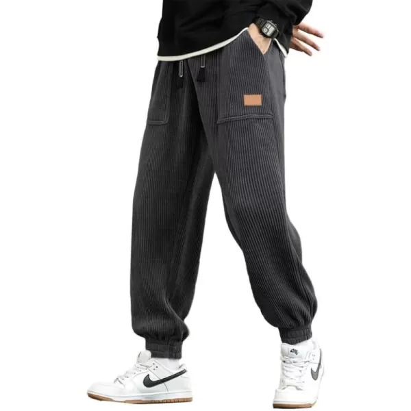 JMIERR Mens Corduroy Joggers Pants Casual Cargo Pants Drawstring Elastic Waist Baggy Tapered Sweatpants with Pockets
