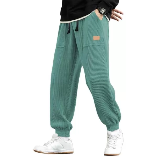 JMIERR Mens Corduroy Joggers Pants Casual Cargo Pants Drawstring Elastic Waist Baggy Tapered Sweatpants with Pockets