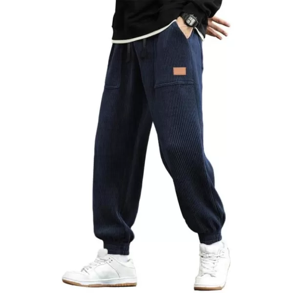 JMIERR Mens Corduroy Joggers Pants Casual Cargo Pants Drawstring Elastic Waist Baggy Tapered Sweatpants with Pockets