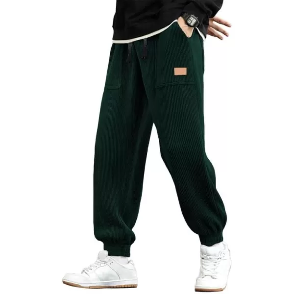 JMIERR Mens Corduroy Joggers Pants Casual Cargo Pants Drawstring Elastic Waist Baggy Tapered Sweatpants with Pockets