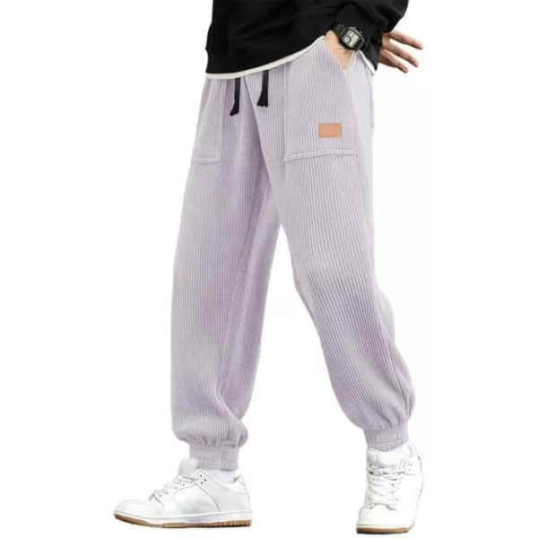 JMIERR Mens Corduroy Joggers Pants Casual Cargo Pants Drawstring Elastic Waist Baggy Tapered Sweatpants with Pockets