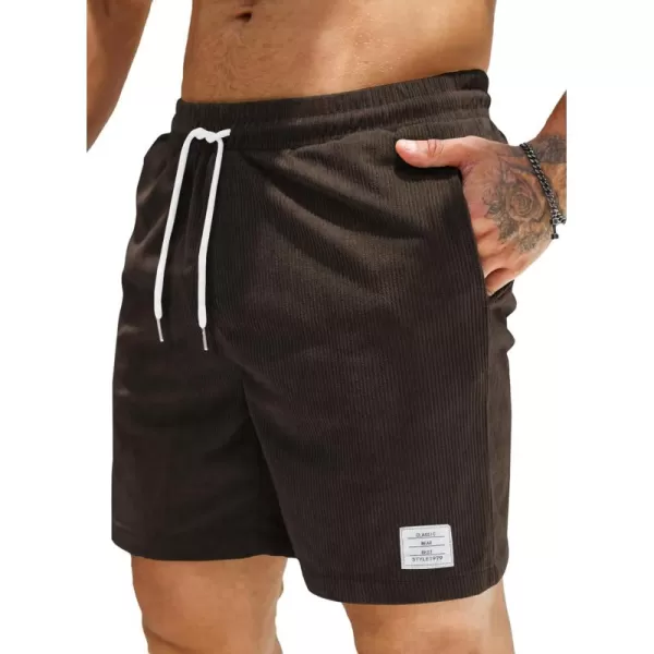 JMIERR Men's Corduroy Shorts Casual Elastic Waist Drawstring Lightweight Summer Beach Shorts