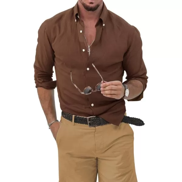 JMIERR Men's Cotton Linen Button Down Shirt Casual Stylish Long Sleeve Business Dress Shirts