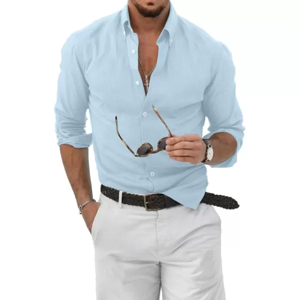 JMIERR Men's Cotton Linen Button Down Shirt Casual Stylish Long Sleeve Business Dress Shirts
