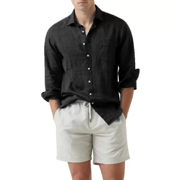 JMIERR Mens Cotton Linen Casual Stylish Button Down Shirt Long Sleeve Dress Shirts