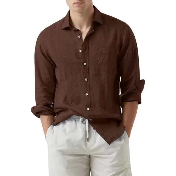JMIERR Mens Cotton Linen Casual Stylish Button Down Shirt Long Sleeve Dress Shirts