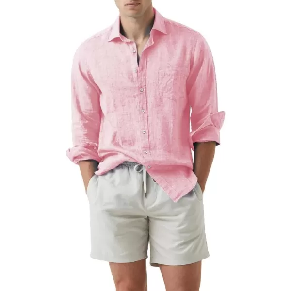 JMIERR Mens Cotton Linen Casual Stylish Button Down Shirt Long Sleeve Dress Shirts