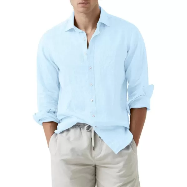 JMIERR Mens Cotton Linen Casual Stylish Button Down Shirt Long Sleeve Dress Shirts