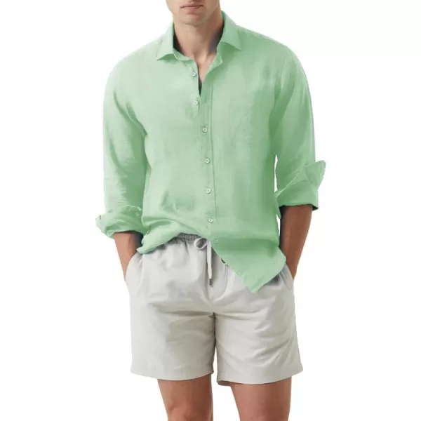 JMIERR Mens Cotton Linen Casual Stylish Button Down Shirt Long Sleeve Dress Shirts