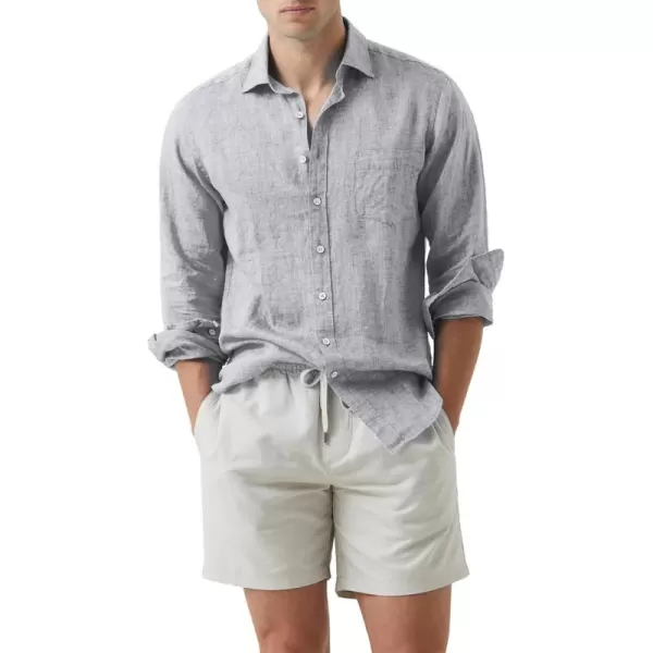 JMIERR Mens Cotton Linen Casual Stylish Button Down Shirt Long Sleeve Dress Shirts