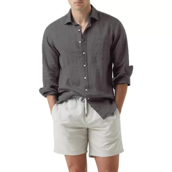 JMIERR Mens Cotton Linen Casual Stylish Button Down Shirt Long Sleeve Dress Shirts