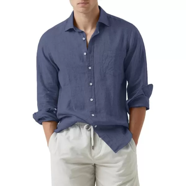 JMIERR Mens Cotton Linen Casual Stylish Button Down Shirt Long Sleeve Dress Shirts