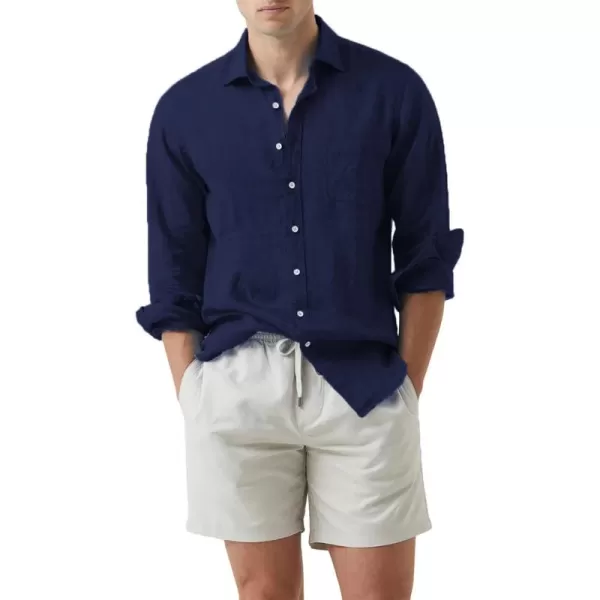 JMIERR Mens Cotton Linen Casual Stylish Button Down Shirt Long Sleeve Dress Shirts