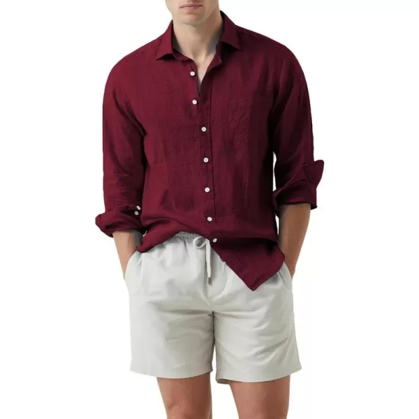 JMIERR Mens Cotton Linen Casual Stylish Button Down Shirt Long Sleeve Dress Shirts
