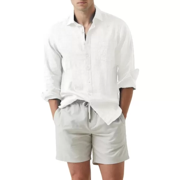 JMIERR Mens Cotton Linen Casual Stylish Button Down Shirt Long Sleeve Dress Shirts